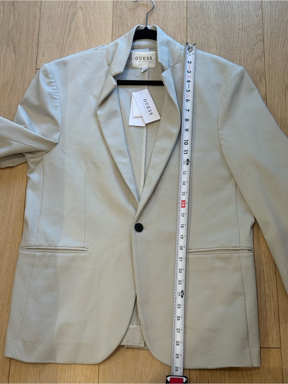 GUESS NWT Moonstruck Ponte Blazer L Stretch Tailored Neutral Jacket Office - Picture 7 of 8